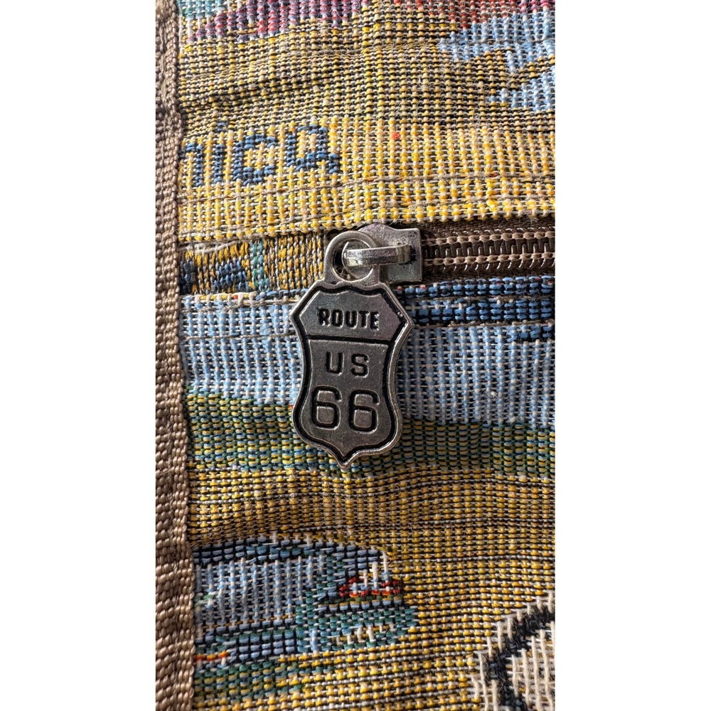 Route 66 Vintage Tapestry Tote Bag Multi Scenic Road Trip Woven Shoulder Bag - Picture 5 of 9
